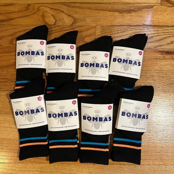 NWT Kids Bombas Black Tech Toddler Lot of 8 Mid-Calf Crew Socks (SZ- 1.5-8.5) XS - Picture 1 of 2